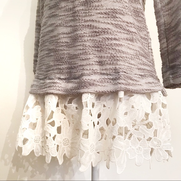 Oversized Grey Layered Lace Sweater Sweatshirt - Picture 4 of 5